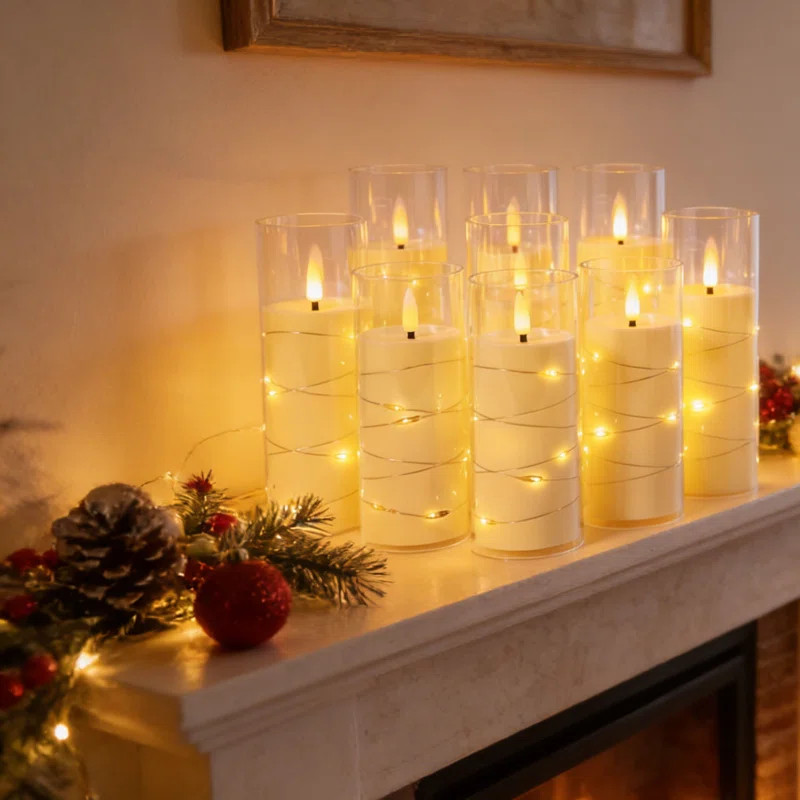 Pure White Flameless Candles 9 Set, Battery Operated Candles With 2 Remote And Timer, Acrylic Fli... | Wayfair North America