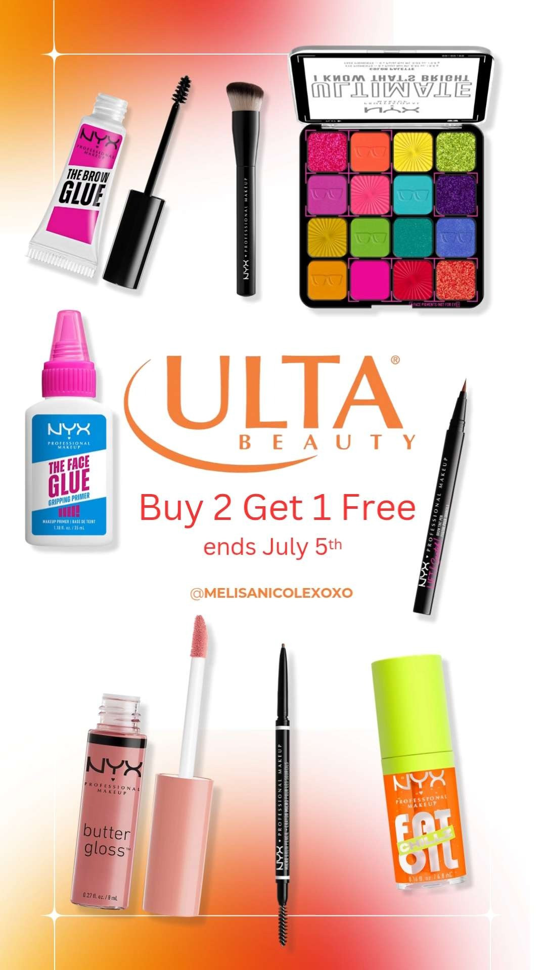 Ulta Beauty Sale Buy 1 Get 2 free on NYX 

 #LTKSaleAlert #LTKFindsUnder50 #LTKBeauty