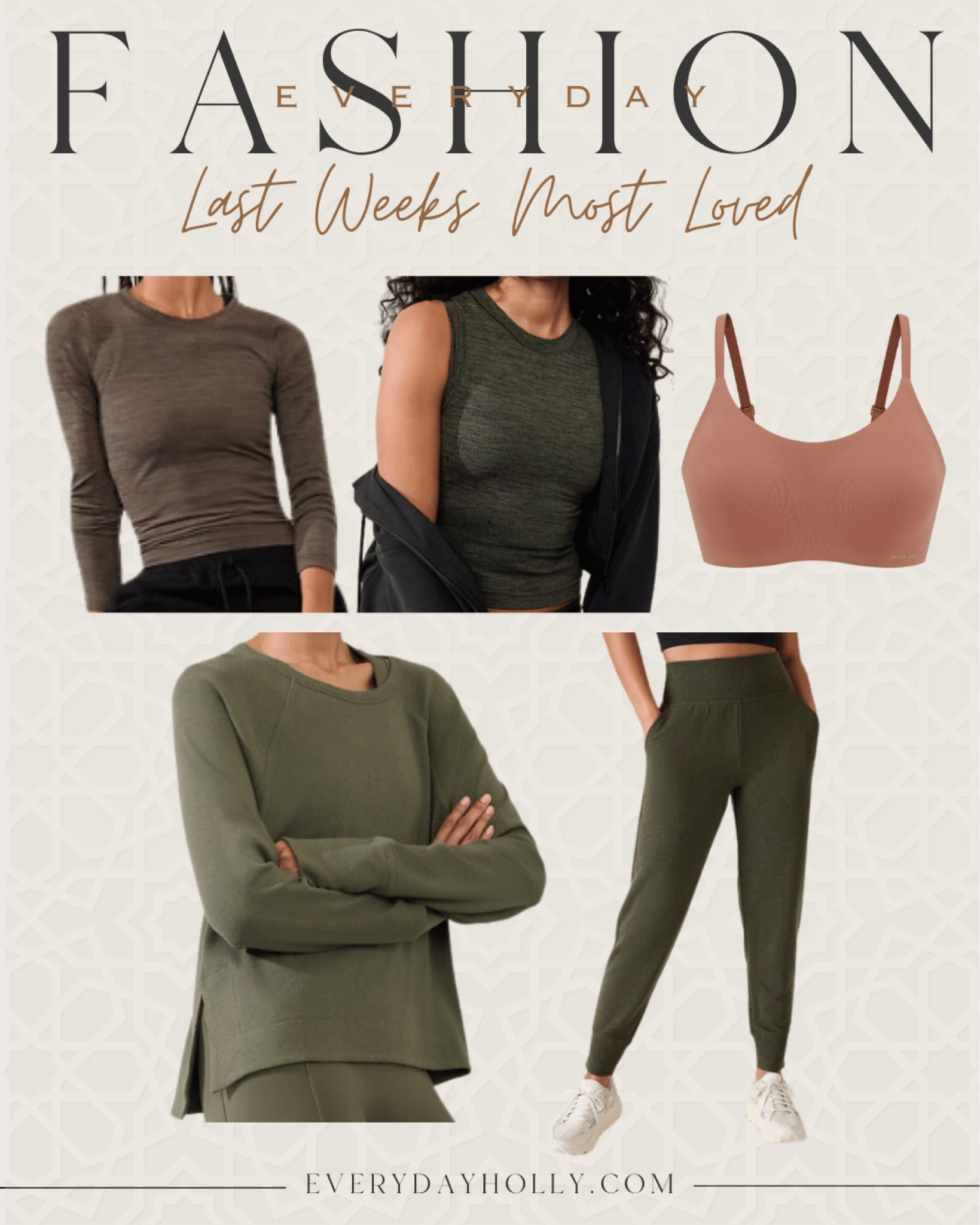 Trending Fashion

Athleisure  athleisure outfit inspo  joggers  sweatshirt  sweater weather  bra  undergarments  fall outfit  fall layers  tank top  long sleeve  crew neck  EverydayHolly

#LTKfitness #LTKstyletip