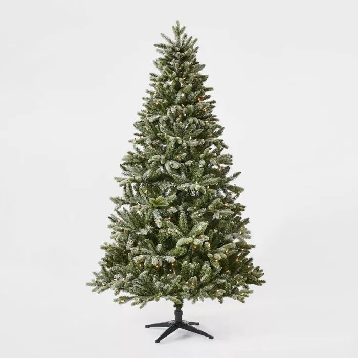 7ft Pre-lit Full Flocked Balsam Fir Artificial Christmas Tree Clear Lights with AutoConnect - Won... | Target