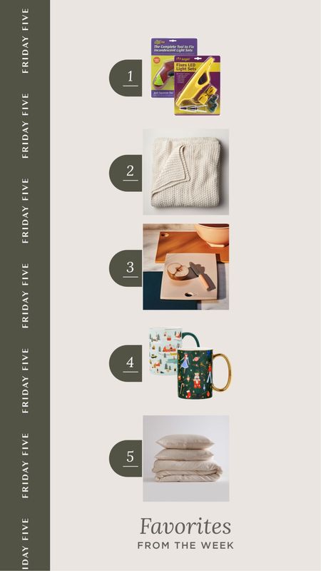 friday favorites. took to fix christmas lights (available at several retailers), knit blanket, cutting board, christmas mugs, linen duvet cover 

#LTKhome #LTKGiftGuide
