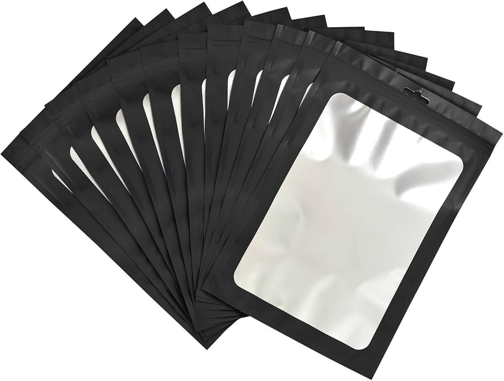 100-pack mylar packaging bags for small business sample bag smell proof resealable zipper pouch b... | Amazon (US)