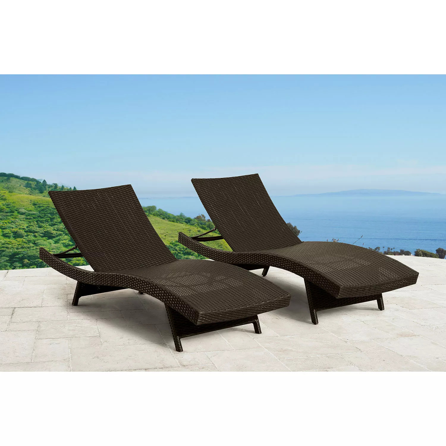 Loyola Outdoor Adjustable Wicker Chaise, Set of 2 (Assorted Colors) | Sam's Club