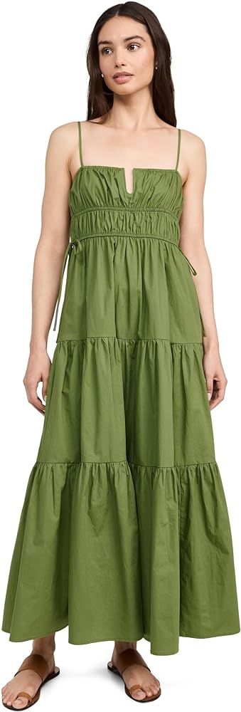 MOON RIVER Women's Shirred Midi Dress | Amazon (US)