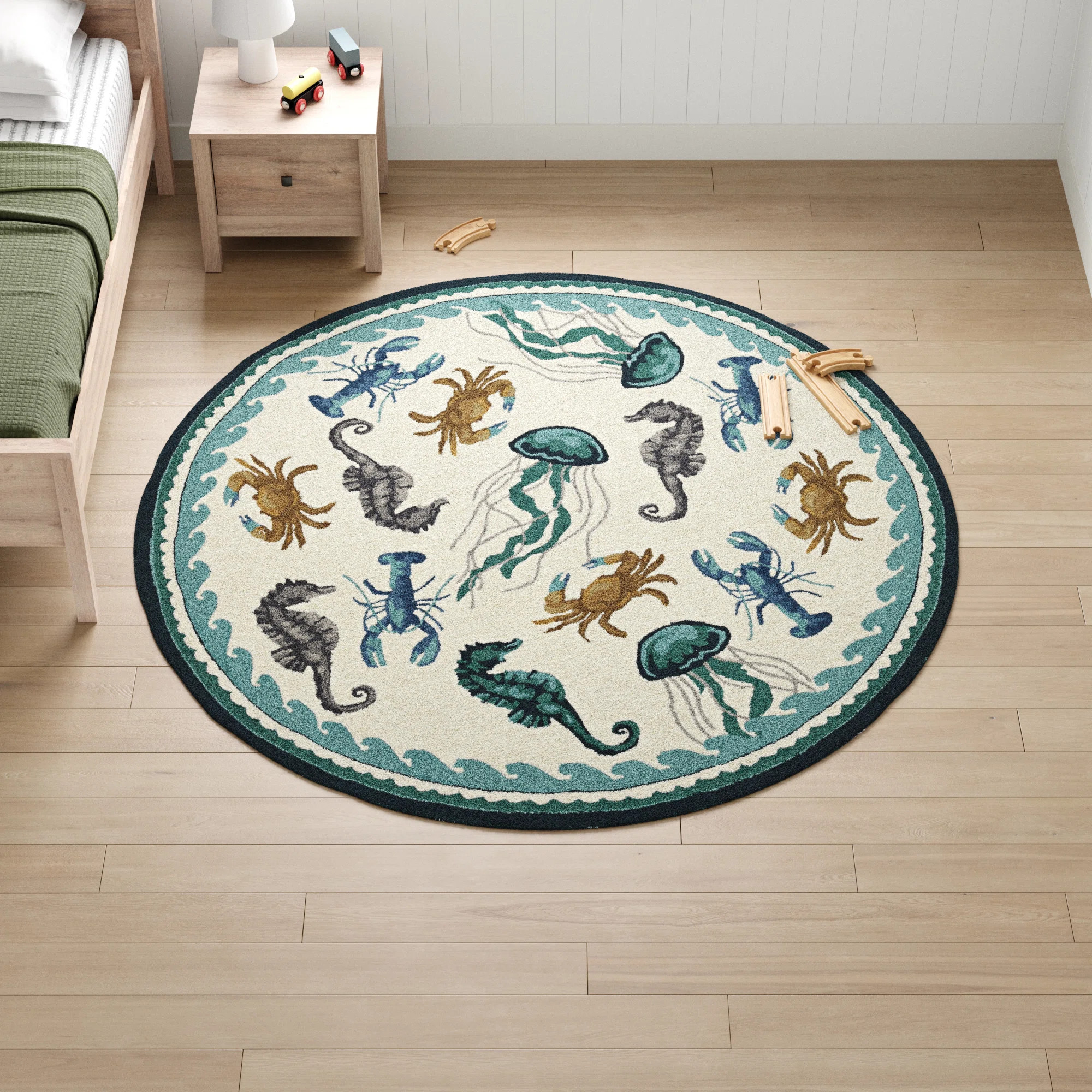 Beale Hand Hooked Ivory/Blue Indoor / Outdoor Area Rug | Wayfair North America