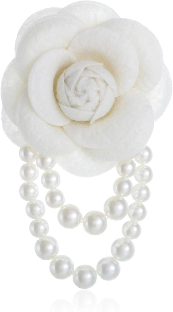 Vintage Camellia Pearl Tassel Brooches Bracelet Bohemian Pearl Safety Pins Bracelets Flower Hairp... | Amazon (US)