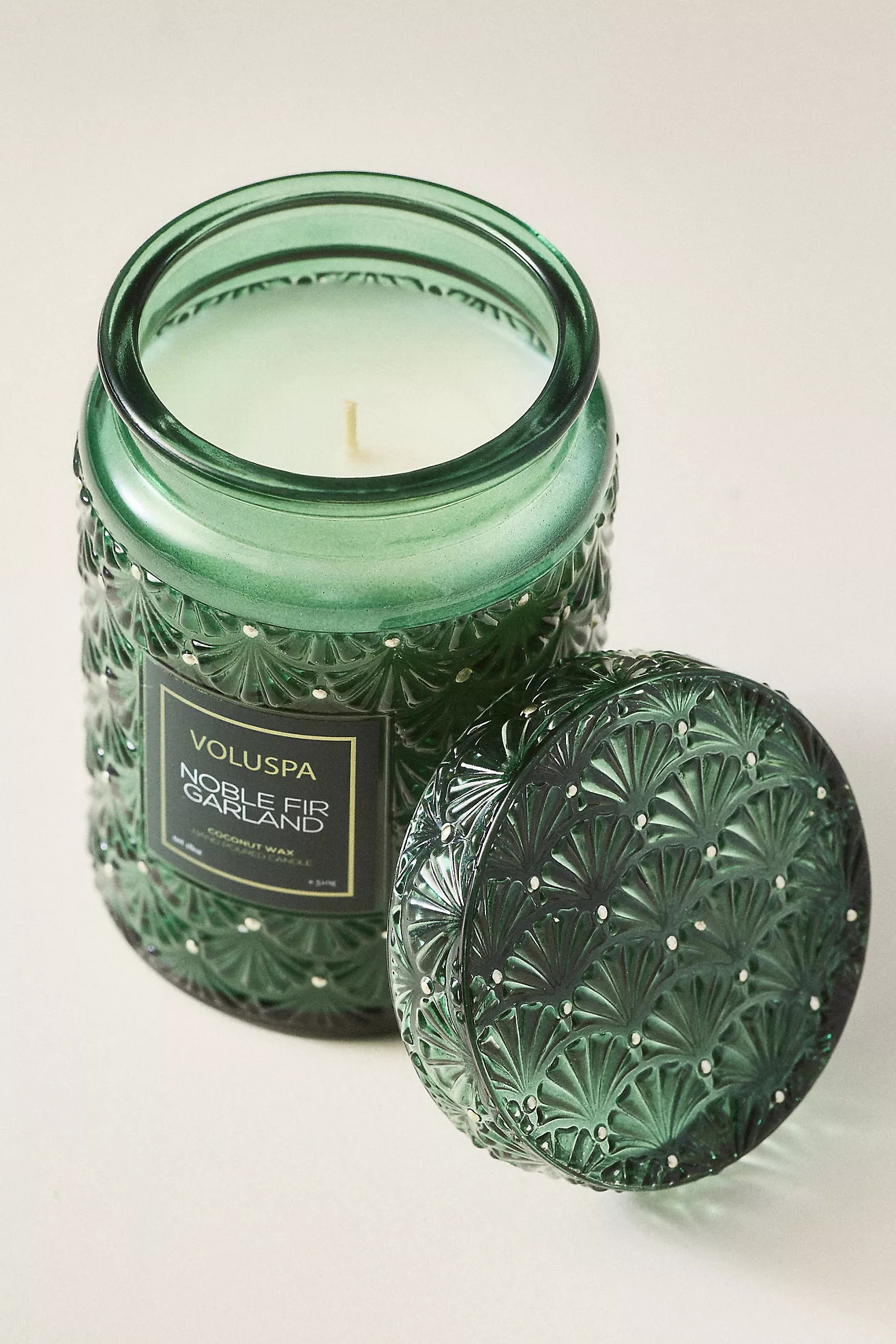 Voluspa Woody Noble Fir Garland Glass Candle | Anthropologie (US)