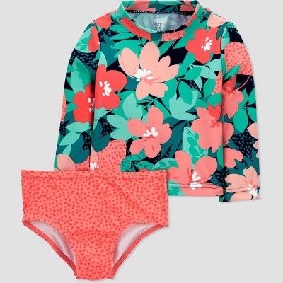 Baby Girls' Floral Print Rash Guard Set - Just One You® made by carter's Coral Pink | Target