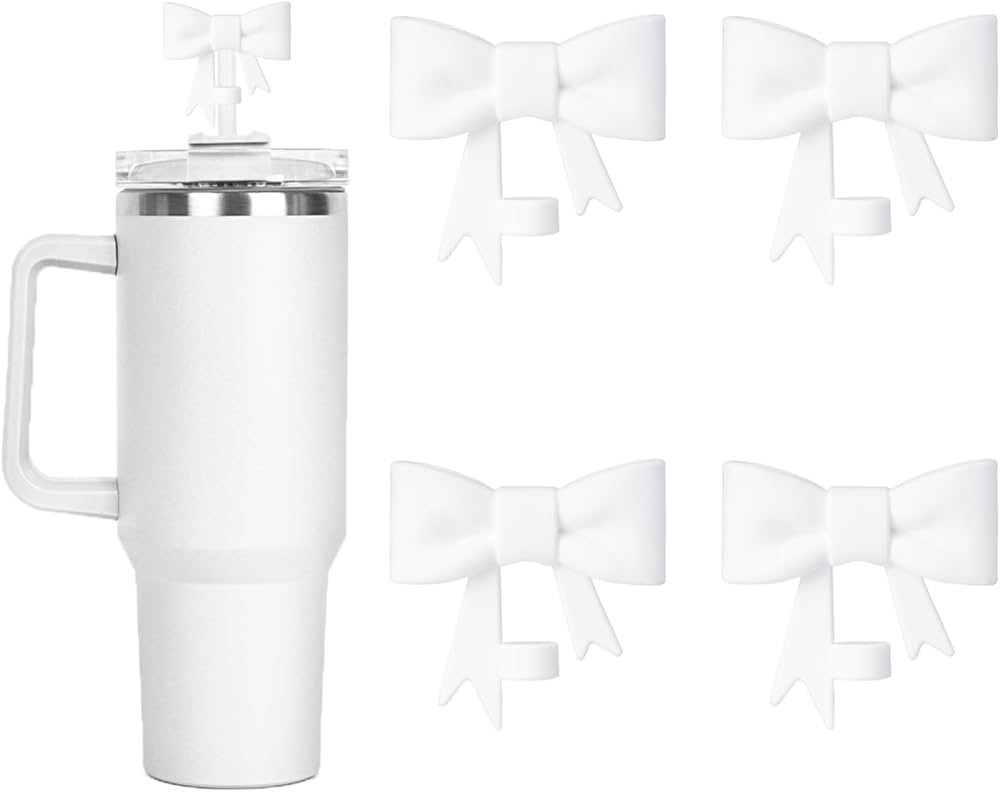 4Pcs White Straw Cover for Stanley, Straw Covers Cap, 10mm Silicone Straw Toppers for Tumblers, B... | Amazon (US)