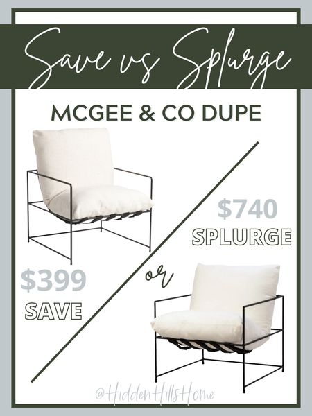 Accent chair dupe, save vs splurge home decor finds, McGee & co Yates chair dupe, home decor dupe, daily double take #dupe #homedecor

#LTKhome #LTKsalealert
