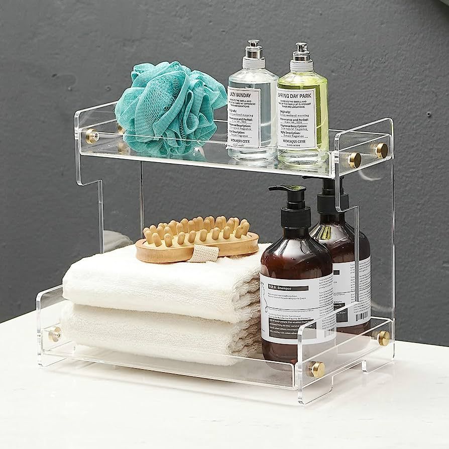 Bathroom Counter Organizer 2-Tier Bathroom Organizer Countertop Cosmetics Organizer Vanity Storag... | Amazon (US)