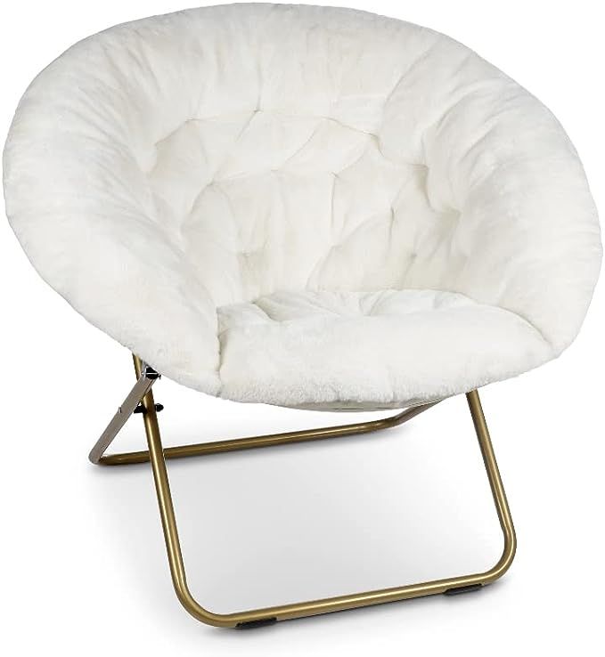 Milliard Cozy Chair/Faux Fur Saucer Chair for Bedroom/X-Large (White) | Amazon (US)