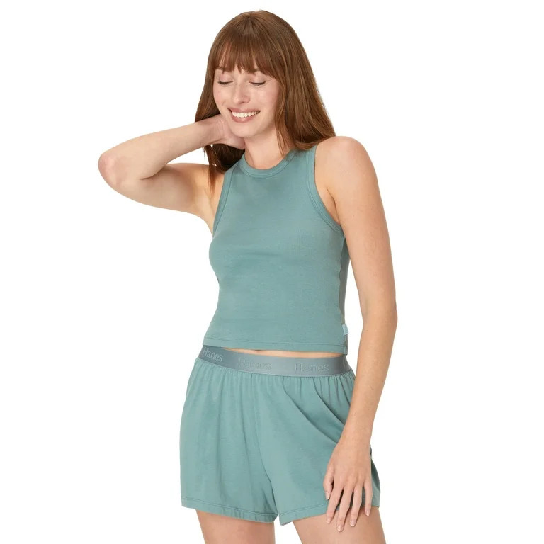 Hanes Originals Women's SuperSoft Comfywear Sleep Rib Racerback Crop Tank, Sizes XS to 2X | Walmart (US)