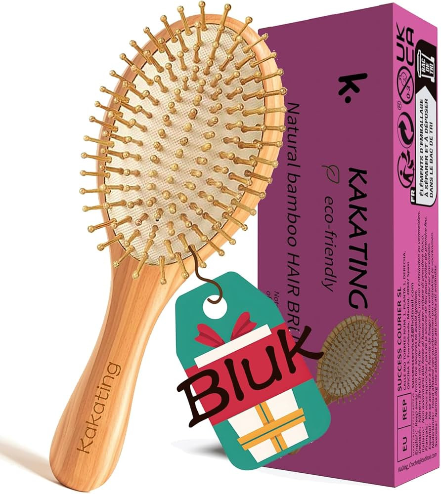 2 Pack Bamboo Hair Brush for Hair Growth | Natural Wooden Hair Brushes Detangling Massaging Scalp... | Amazon (US)