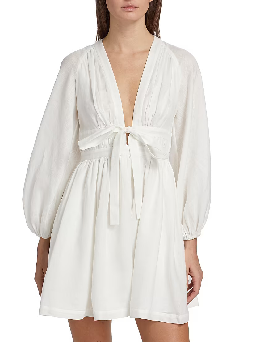 Cira Linen Bow Minidress | Saks Fifth Avenue