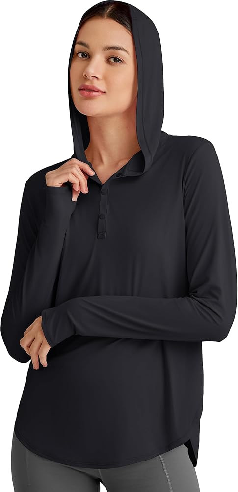 G4Free Lightbreeze Womens UPF 50+ Sun Shirts with Hoodie Long Sleeve Workout Tops Button Up Rash ... | Amazon (US)
