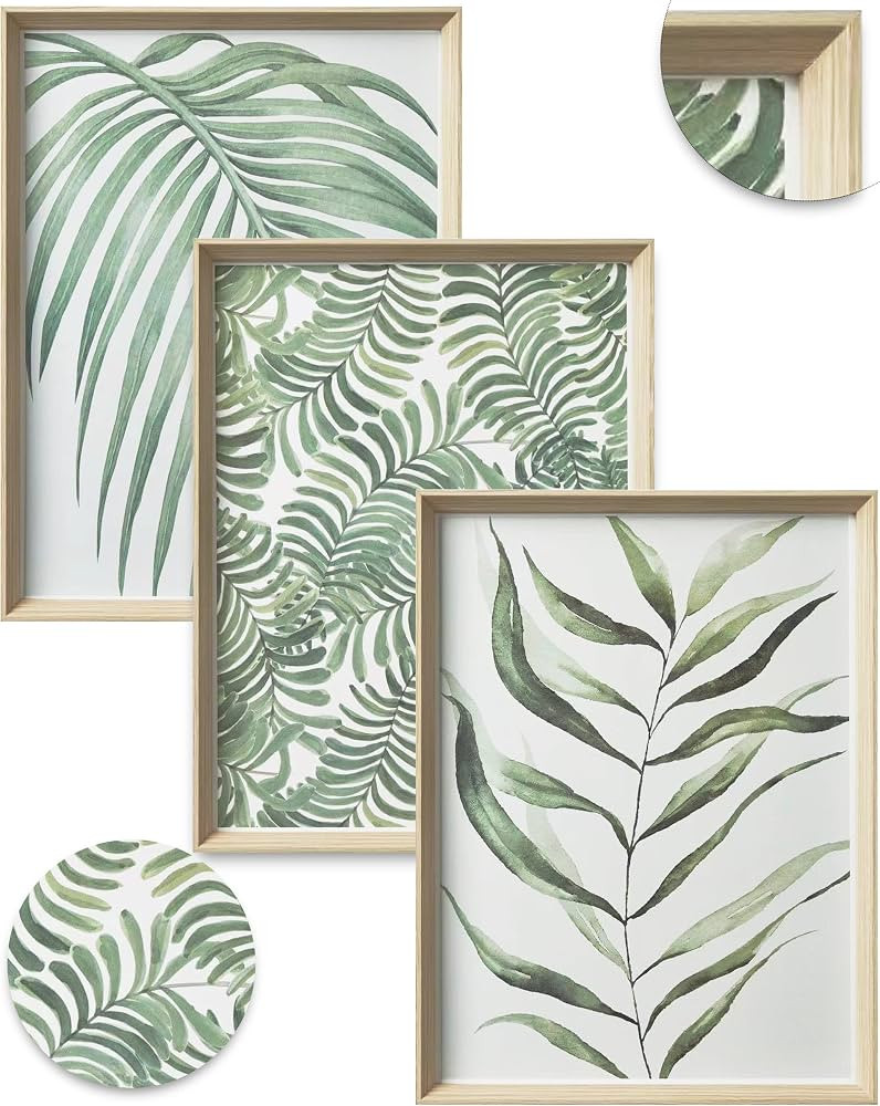 UPWOIGH Framed Green Palm Leaves Canvas Wall Art,16x12in Botanical Wood Bohemia Sage Prints Artwo... | Amazon (US)