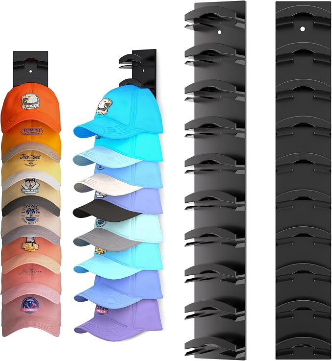 Hat Organizer for Baseball Caps 2Pack, Hat Rack for Wall with Strong Adhesive Hold up to 20 Hats,... | Amazon (US)