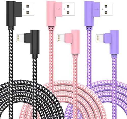 iPhone Charger, 3 Packs 10FT 90 Degree Charging Cable MFi Certified USB Lightning Cable Nylon Bra... | Amazon (US)
