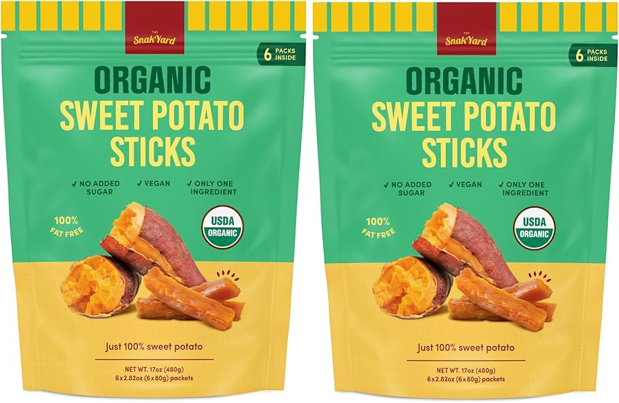 Organic SnakYard Sweet Potato Sticks, Vegan, 100% Sweet Potato, No Added Sugar, Total 34 Oz, 17 O... | Amazon (US)