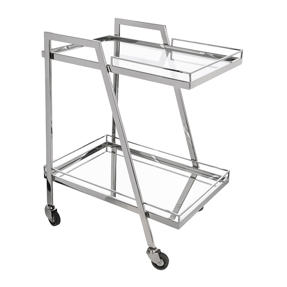 Silver Mirror Drinks Trolley - Rectangular | Amara (UK)