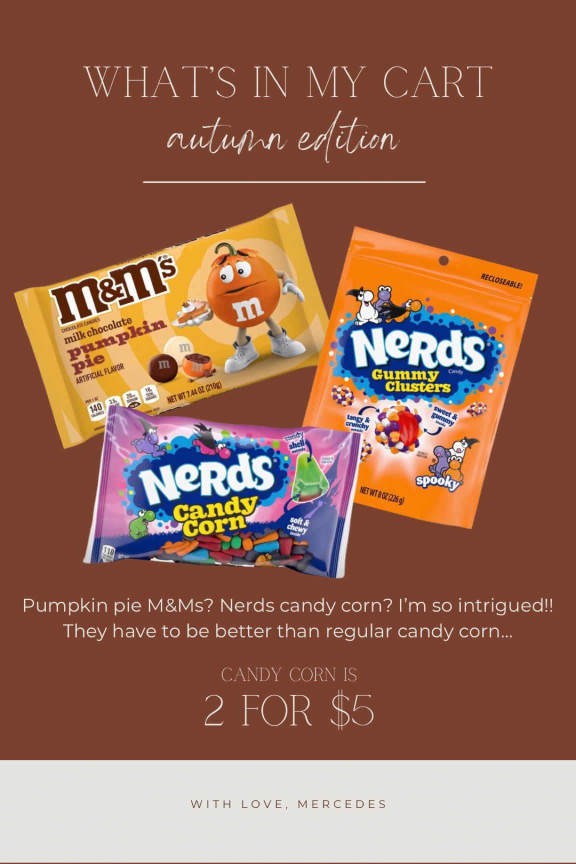 Candy corn (including this nerds candy corn) is 2 for $5, so it’s a great time to stock up!

Also that pumpkin pie M&M flavor? I must try it!!

#LTKHalloween #LTKSeasonal #LTKFamily