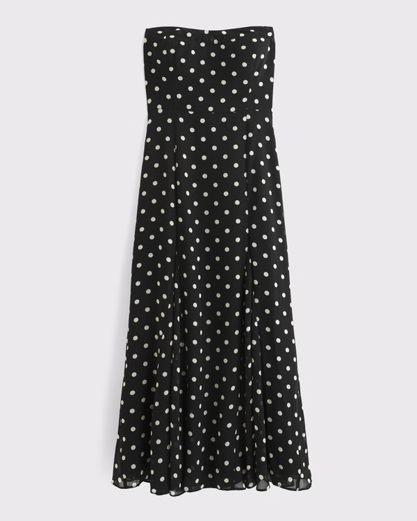 Women's The A&F Camille Strapless Godet Midi Dress | Women's Dresses & Jumpsuits | Abercrombie.co... | Abercrombie & Fitch (US)