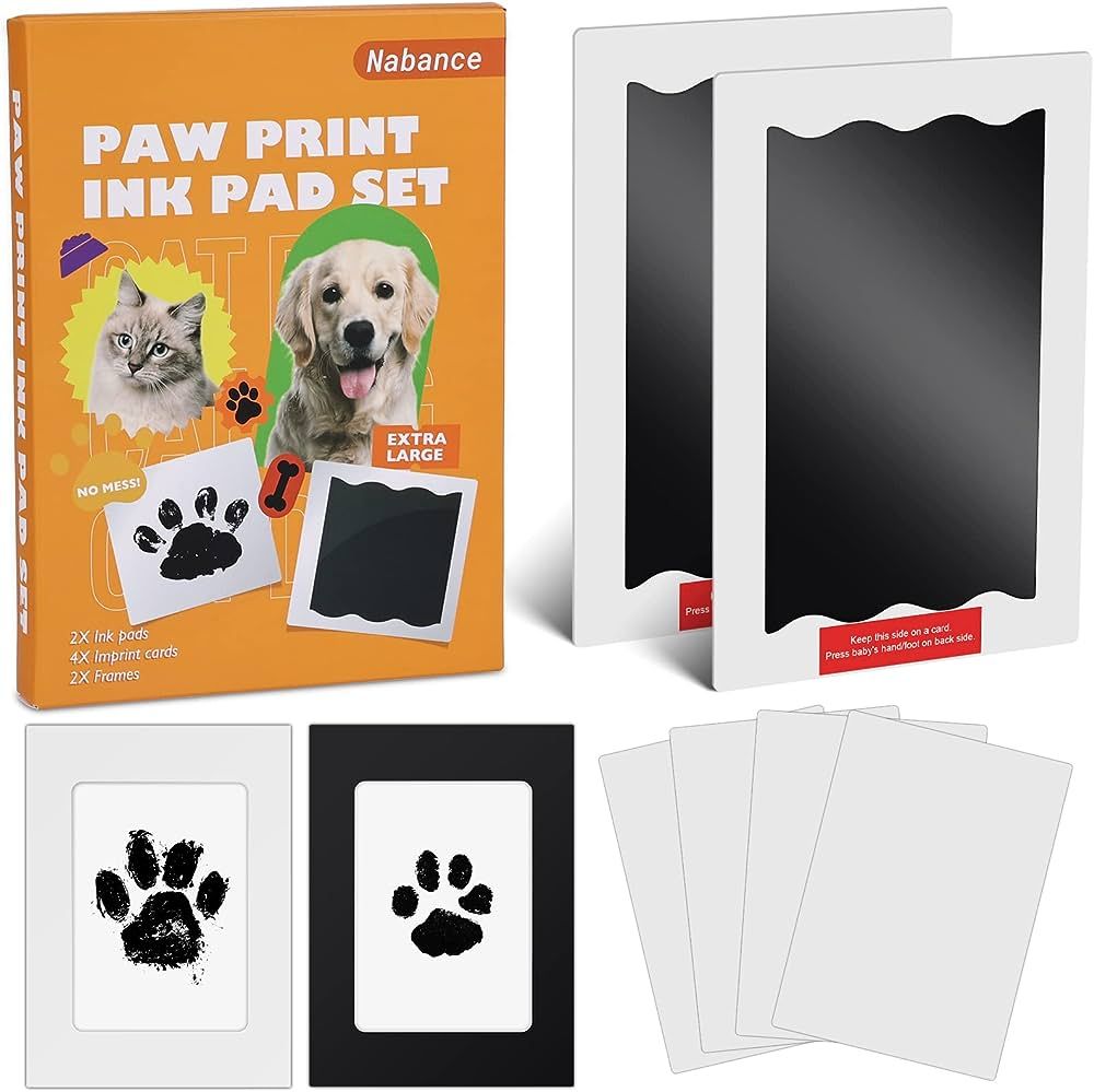 Nabance Paw Print Kit, Dog Nose Print Kit, No Mess Paw Print Stamp Pad for Dogs & Cats, 8Pcs Pet ... | Amazon (US)