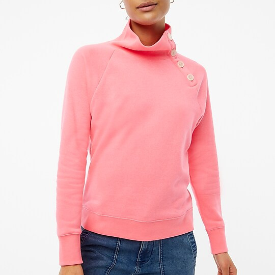 Wide button-collar pullover sweatshirt in cloudspun fleece | J.Crew Factory