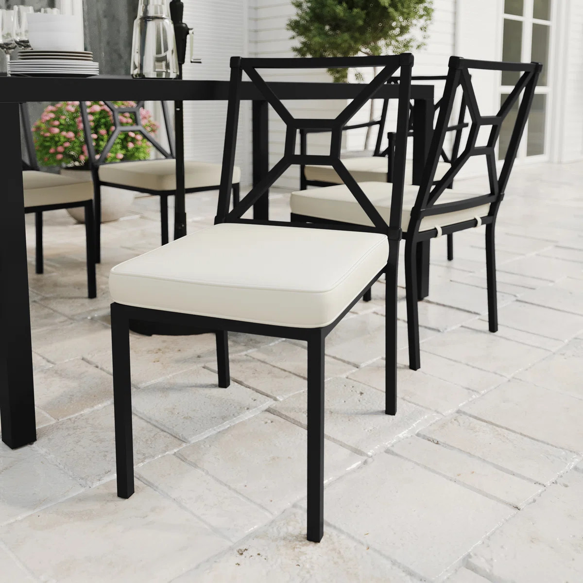 Martha Stewart Lily Pond All-Weather Steel Frame Stackable Patio Side Dining Chairs With Cushions... | Wayfair North America