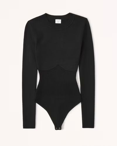 Women's Long-Sleeve Crew Corset Sweater Bodysuit | Women's Tops | Abercrombie.com | Abercrombie & Fitch (US)