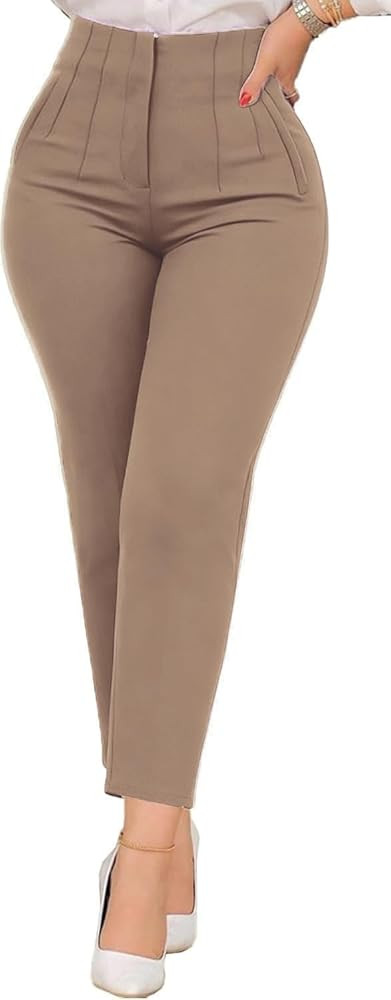 Womens Straight Leg Pants 2026 High Waisted Stretchy Business Casual Work Pants Dress Office Trou... | Amazon (US)