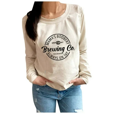 Mama s Boobery Always On Tap Sporty Pullover Sweatshirts for Women Trendy Comfort Zip Up Outfits Y2K Comfy Casual Nursing Breastfeeding Sweaters Essential Fashion Lightweight Loose Fit Aesthetic | Walmart (US)