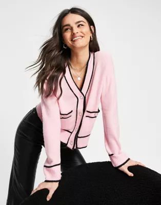 Neon Rose oversized cardigan with ornate buttons in pastel knit | ASOS (Global)