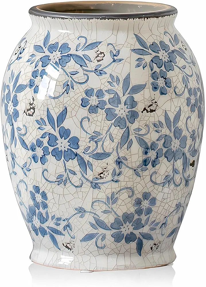 Vintage Blue and White Porcelain Flower Vases Chinoiserie Vase Ceramic Ginger Jar Vases for Home ... | Amazon (US)