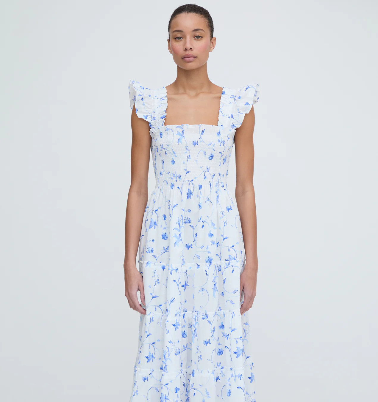The Hill House x La Coqueta Ellie Nap Dress - Blue Watercolor Hydrangea | Hill House Home US
