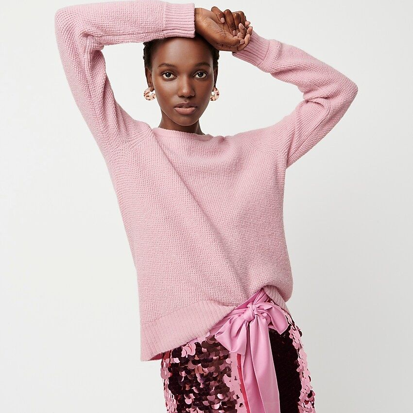 High-low waffle knit sweater in supersoft yarn | J.Crew US