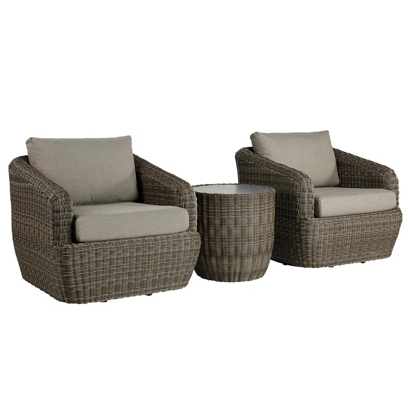 Cambelle 2-Person Swivel Rattan Seating Group with Cushions | Wayfair North America