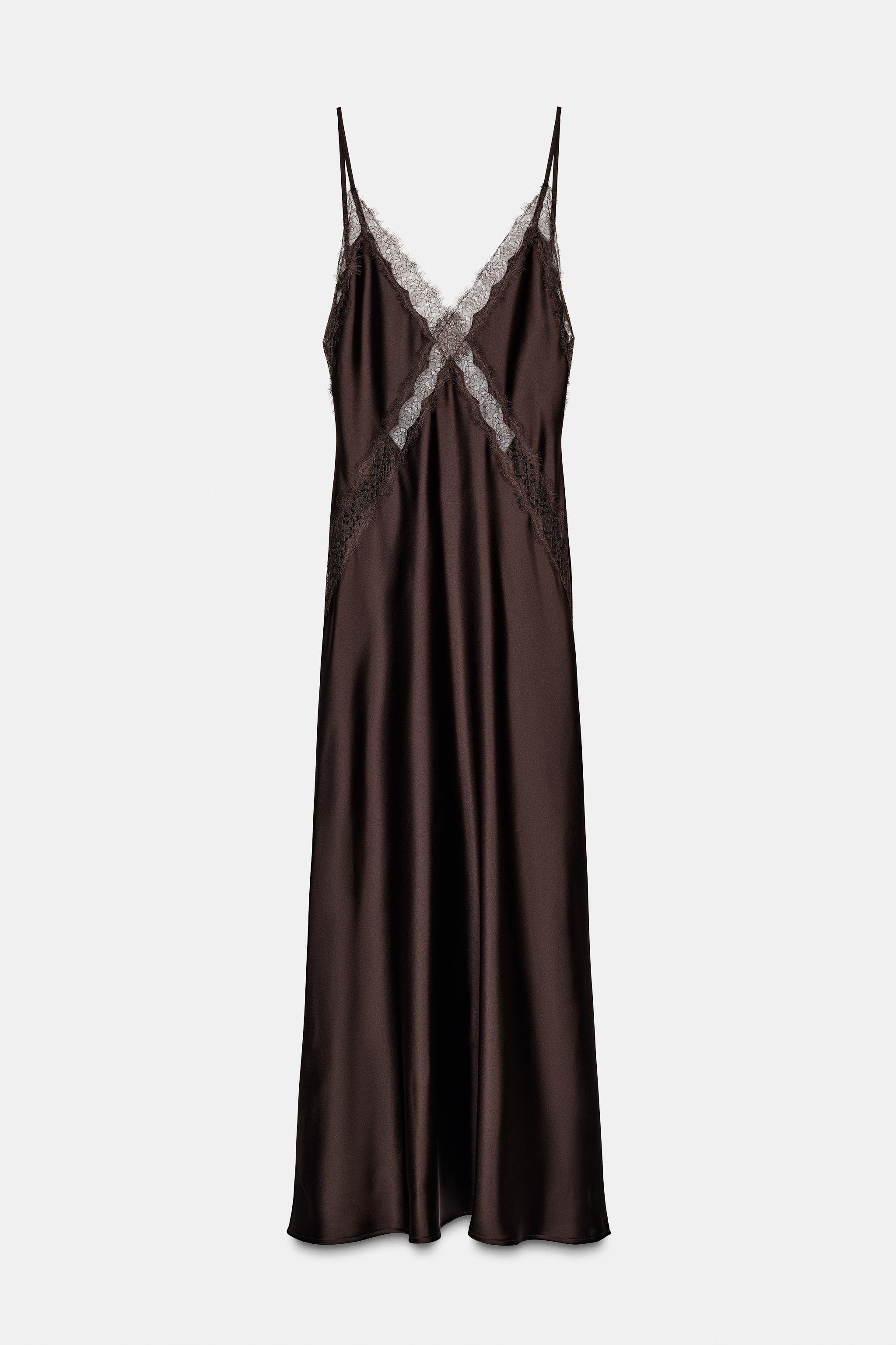 SATIN LACE MIDI DRESS | Zara UK