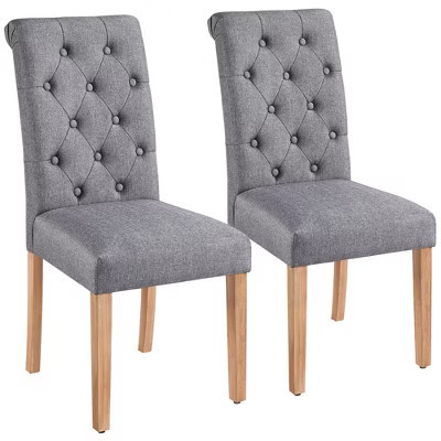 Yaheetech 2pcs Classic Fabric Upholstered Dining Chair Kitchen Chair-Dark Gray | Target