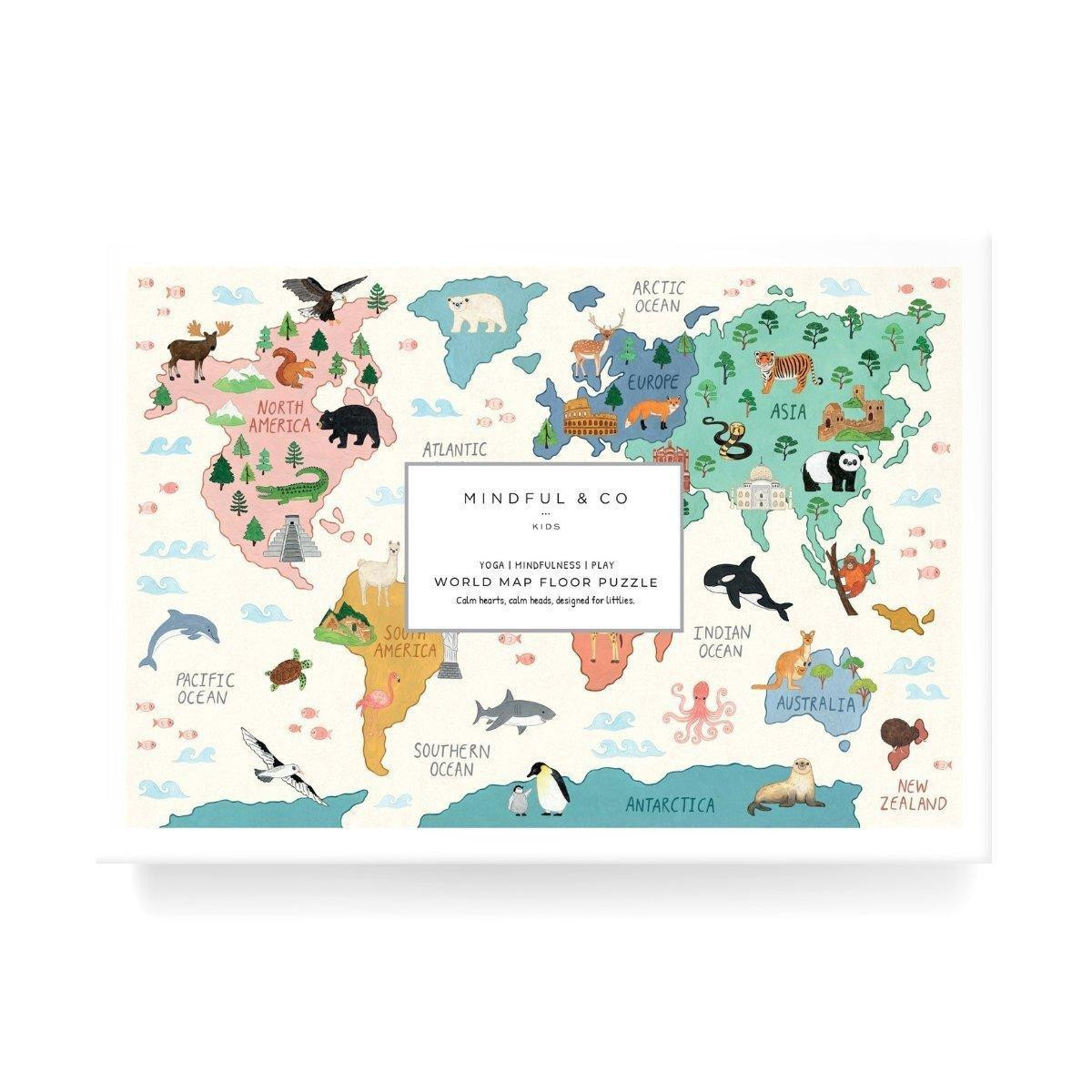 Mindful & Co Kids | World Map Floor Puzzle - White / One Size | Janie and Jack