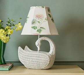 Cynthia Swan Rattan Table Lamp Base | GreenRow