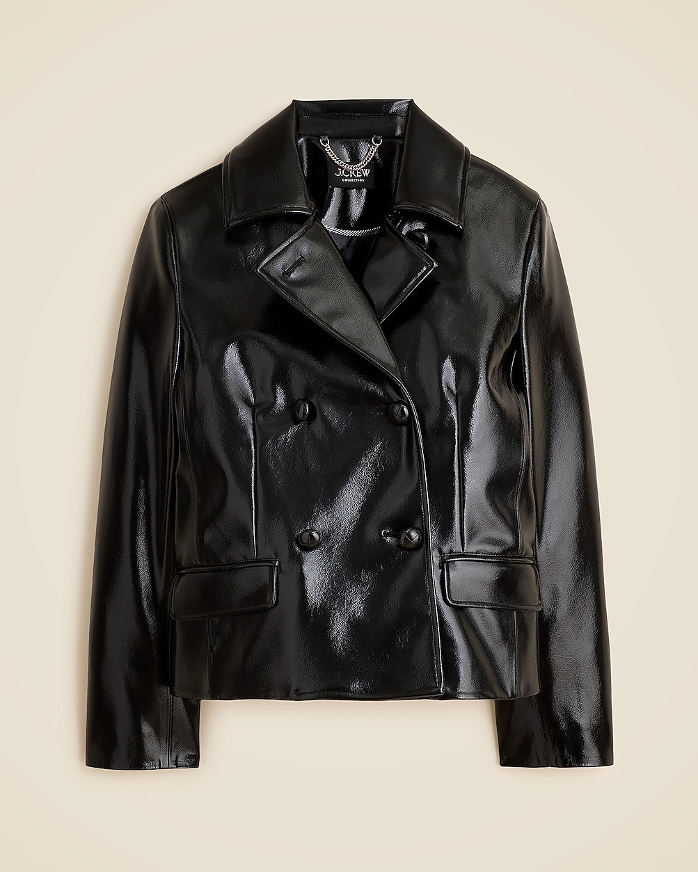 Cropped peacoat in faux patent leather | J. Crew US