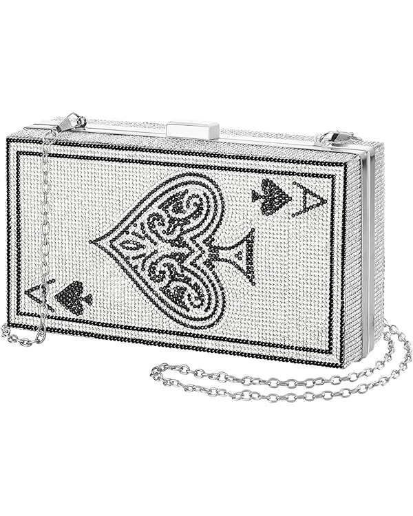Women Poker Card Evening Clutch Rhinestone Purse Casino Vegas Novelty Purse Queen Hearts Bags Pla... | Amazon (US)