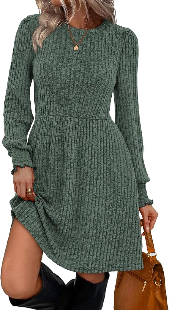 SAMPEEL Dresses for Women 2025 Long Sleeve Fall Fashion Casual Sweater Dress Trendy Outifts | Amazon (US)