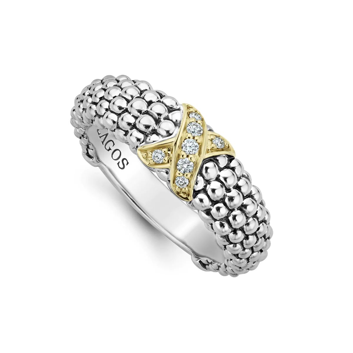 Two-Tone X Caviar Diamond Ring | LAGOS