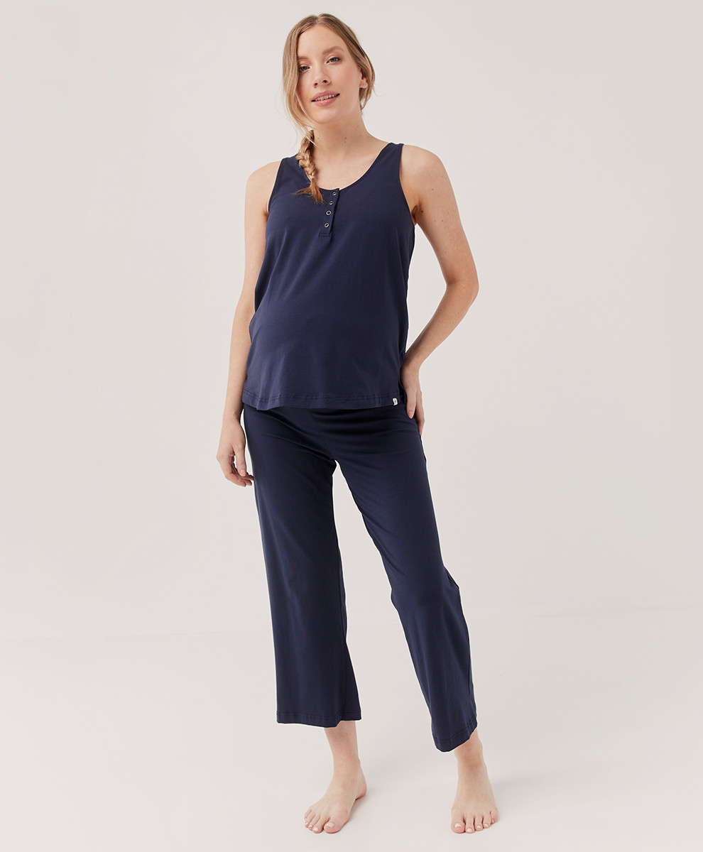 Women's Maritime Navy Maternity Sleep Set XL | Pact Apparel