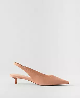 Suede Kitten Heel Slingback Pumps | Ann Taylor (US)