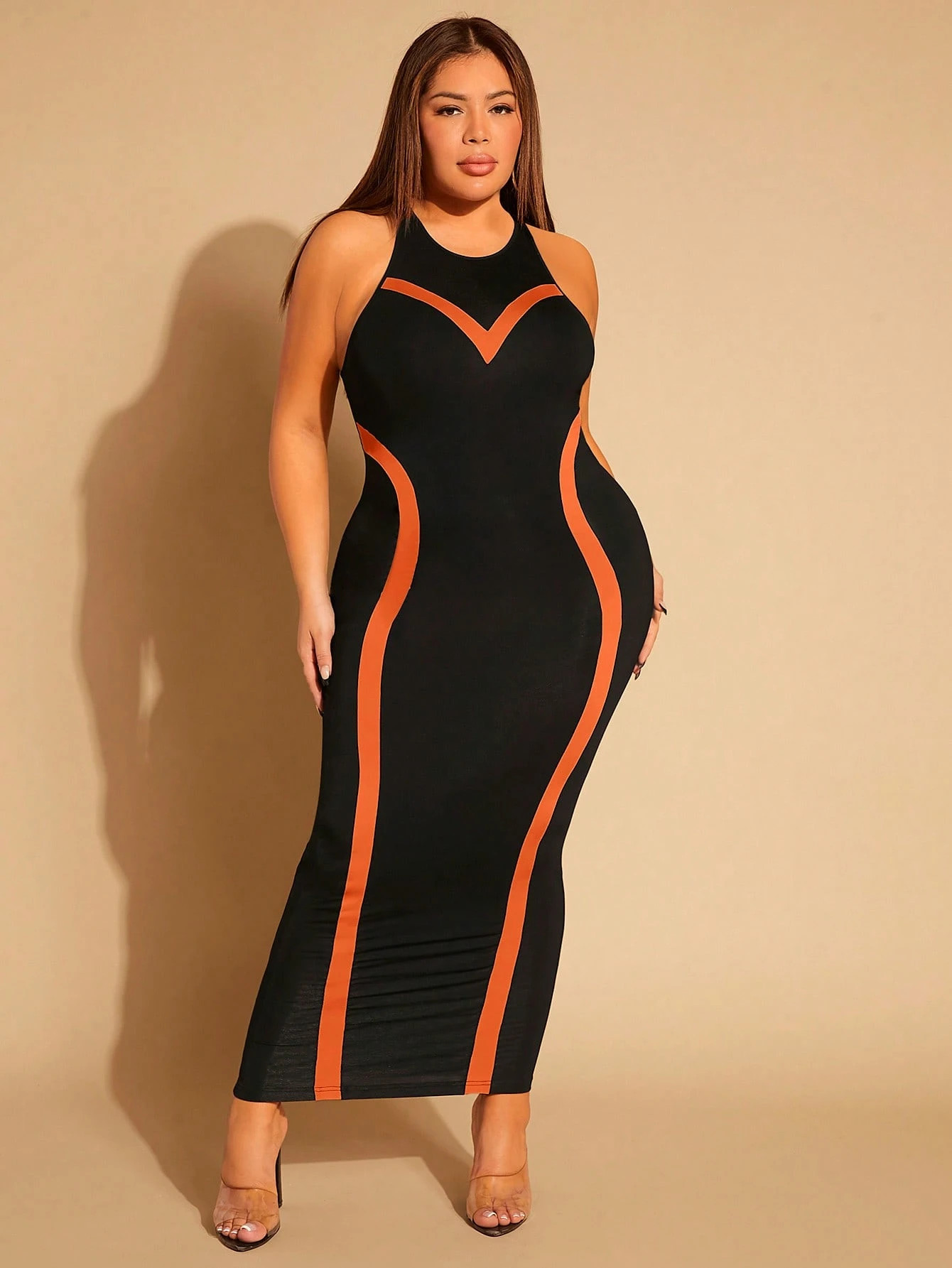 SHEIN SXY Plus Contrast Trim Bodycon Dress | SHEIN