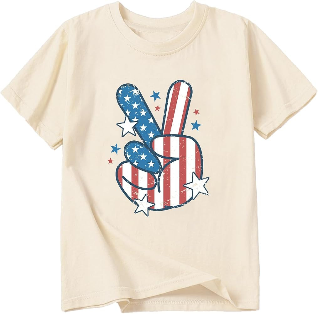 Kid 4th of July T-Shirts Boys Girls American Flag Shirt Patriotic Top Short Sleeve Tees 2-12 Year... | Amazon (US)